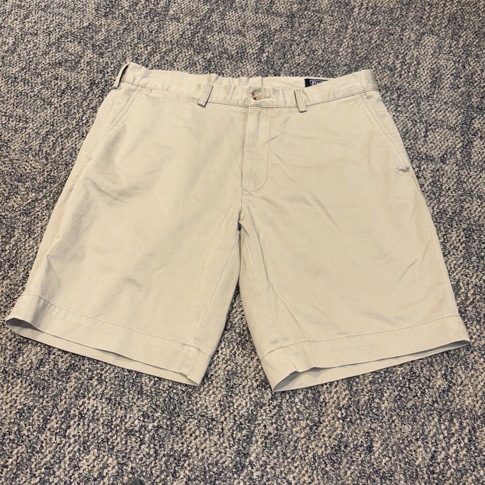 Polo Ralph Lauren Men's Shorts Size 35 Beige Classic Fit 9" Chino 100% Cotton